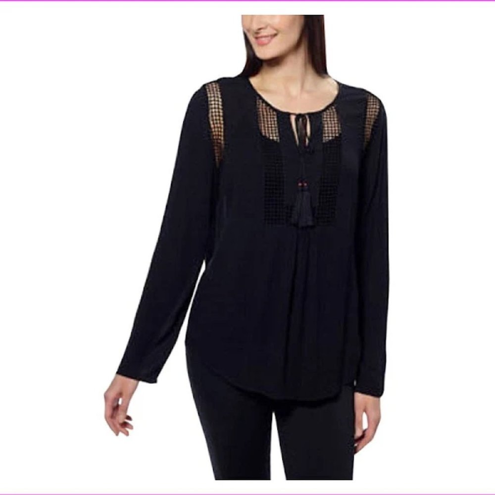 Joseph A Bohemian Crochet Detail Blouse NWT